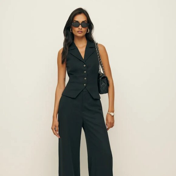 NWT Reformation Taryn VEST ONLY - Black Size 2 - Picture 1 of 8